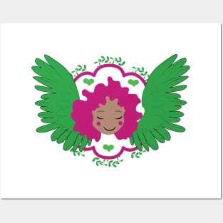 Green Heart Angel Posters and Art